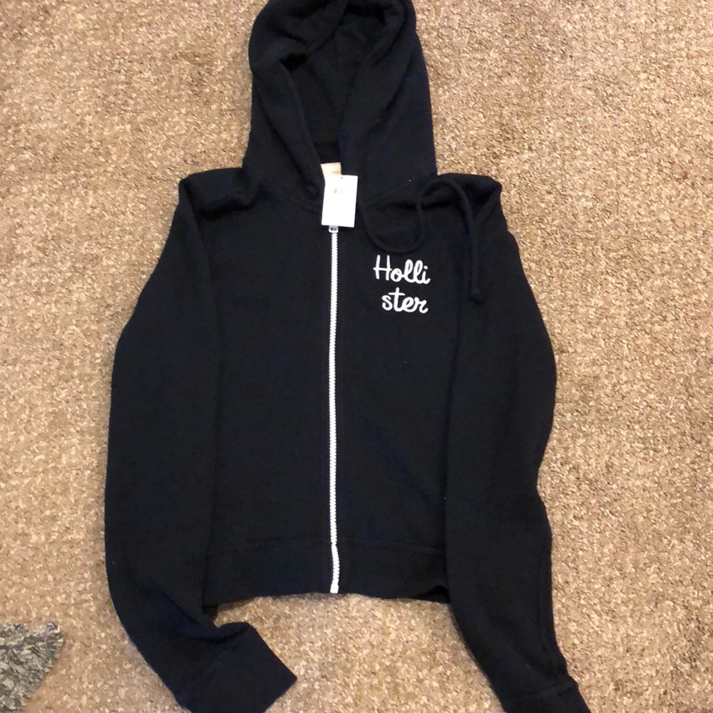 NWT Hollister black zip up jacket